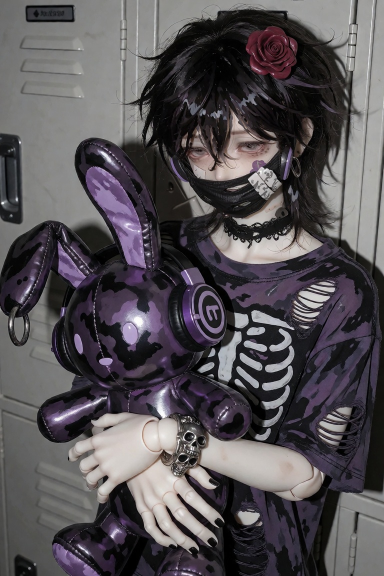 DLLBTY. a boy in his twenties with a gothic aesthetic,  rendered with loose,  expressive ink-like brushstrokes and a muted...