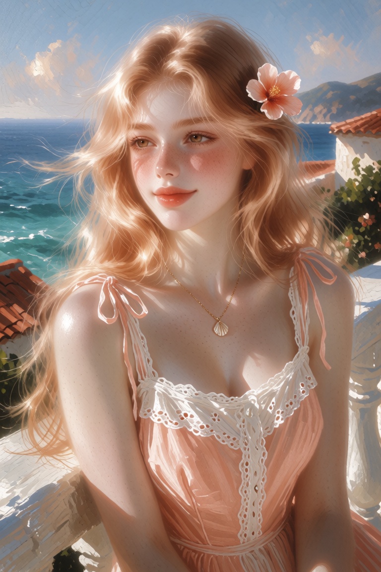 F4NT4S14STYL3,  a portrait of a beautiful woman captured in an intimate semi-closeup,  framed from the shoulders upward. S...