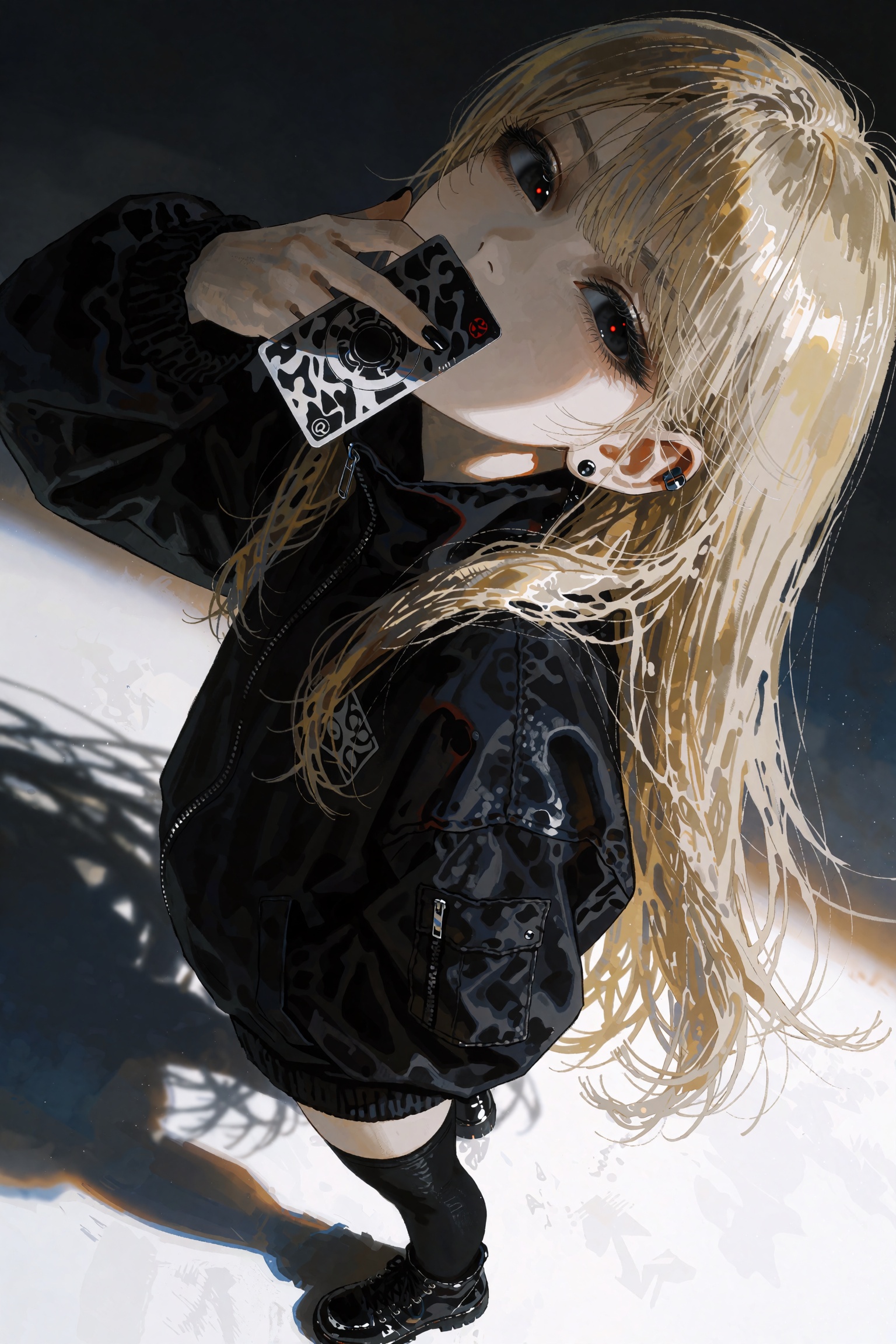 @SR1EXTR A masterpiece,  best quality retro-futuristic sci-fi illustration. A 1girl with long blonde hair and black eyes,...