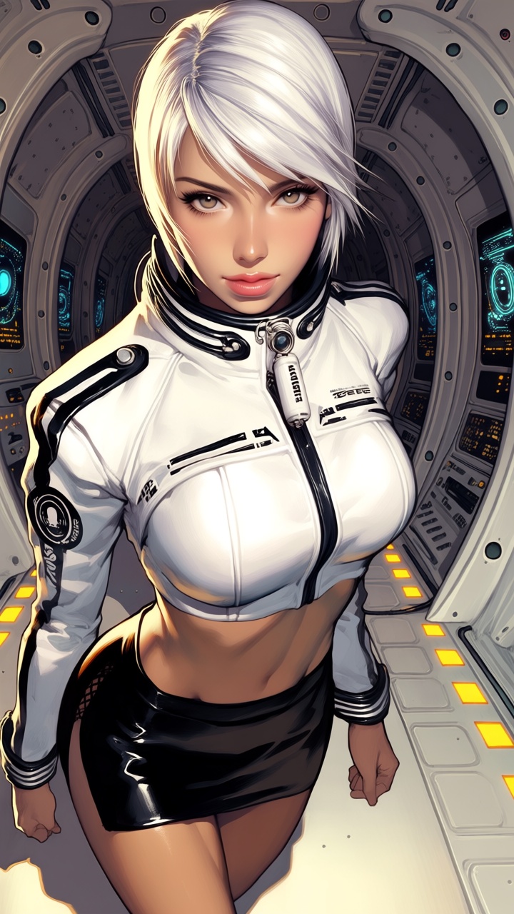 - a vibrant,  stylized scene. "Close-up cinematic composition,  framed from the thighs up on Tensor.Art