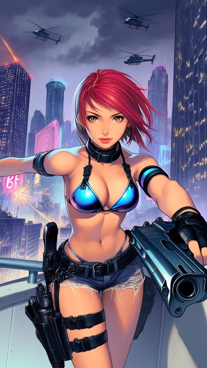 - a vibrant,  stylized scene. "Extreme close-up composition,  framed from the thighs up on Tensor.Art