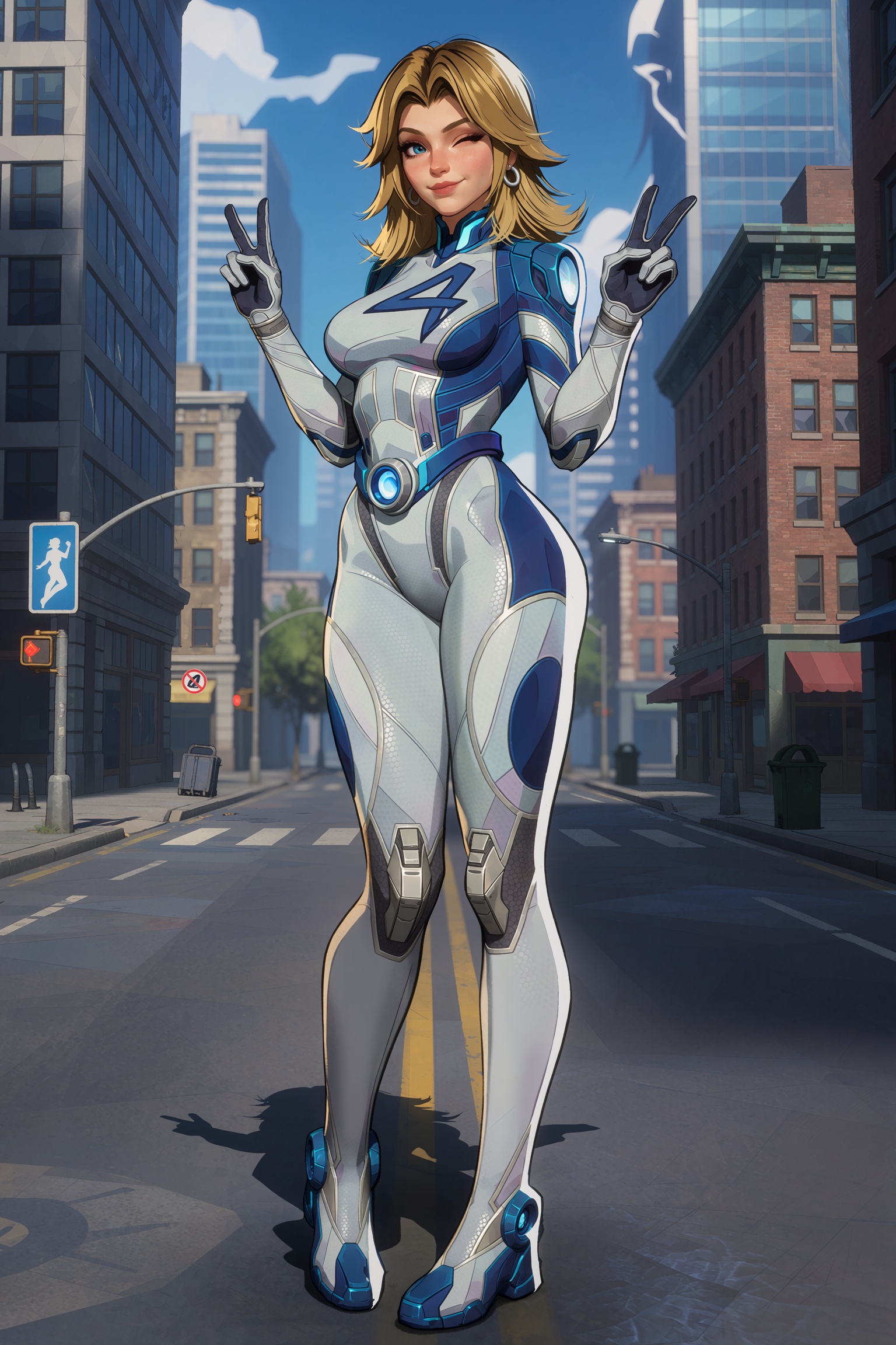 Vv.LXVIII - MR-Sue_Storm,  MR-Sue_Storm has blonde shoulder length hair and blue eyes,  she is wearing silver hoop earring...