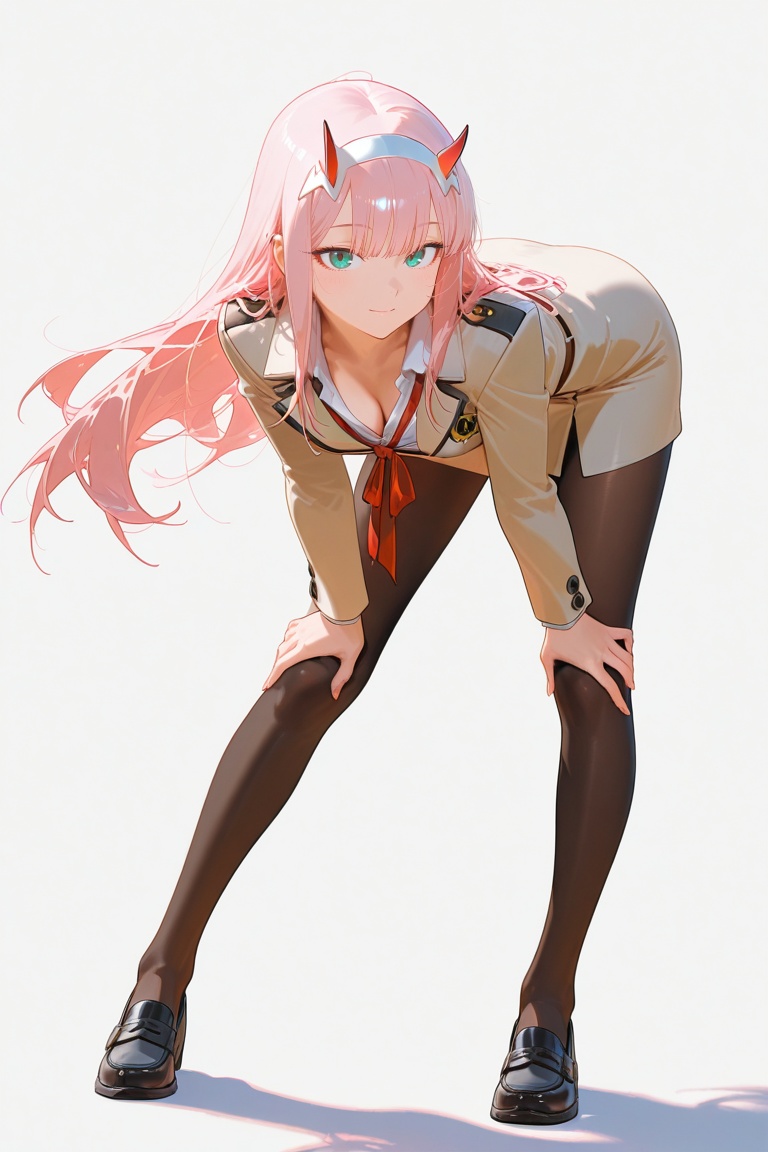 forward bending pose,  left hand on the knee,  White background on Tensor.Art