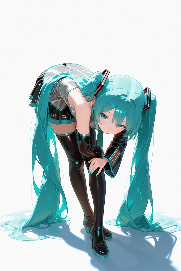 forward bending pose,  left hand on the knee,  White background on Tensor.Art