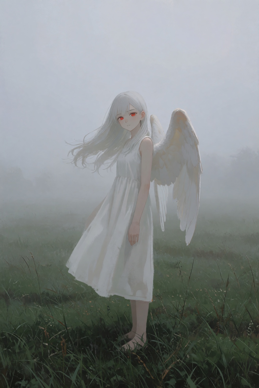 1girl,  solo,  long white hair on Tensor.Art