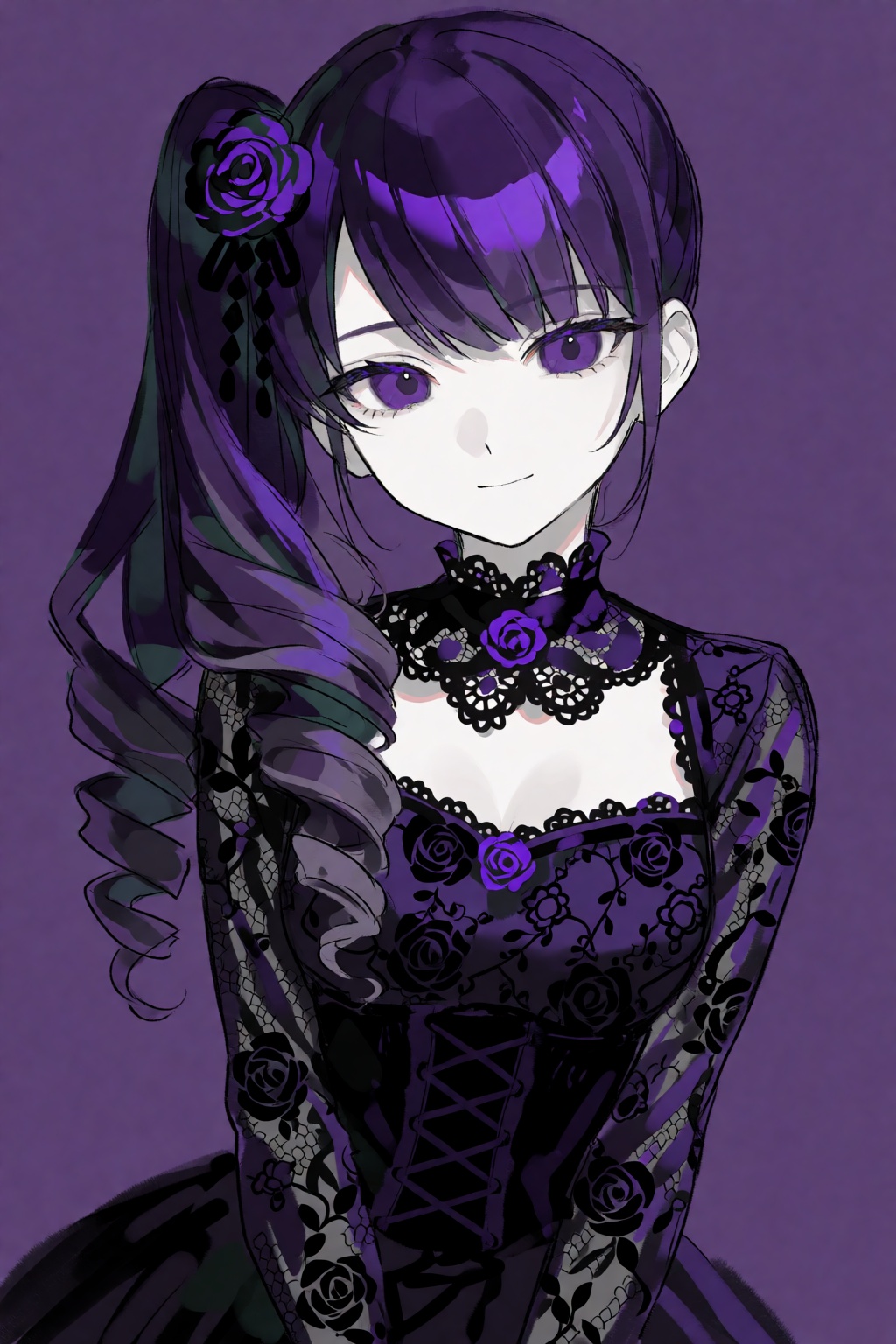 1girl,  solo,  long curled hair on Tensor.Art