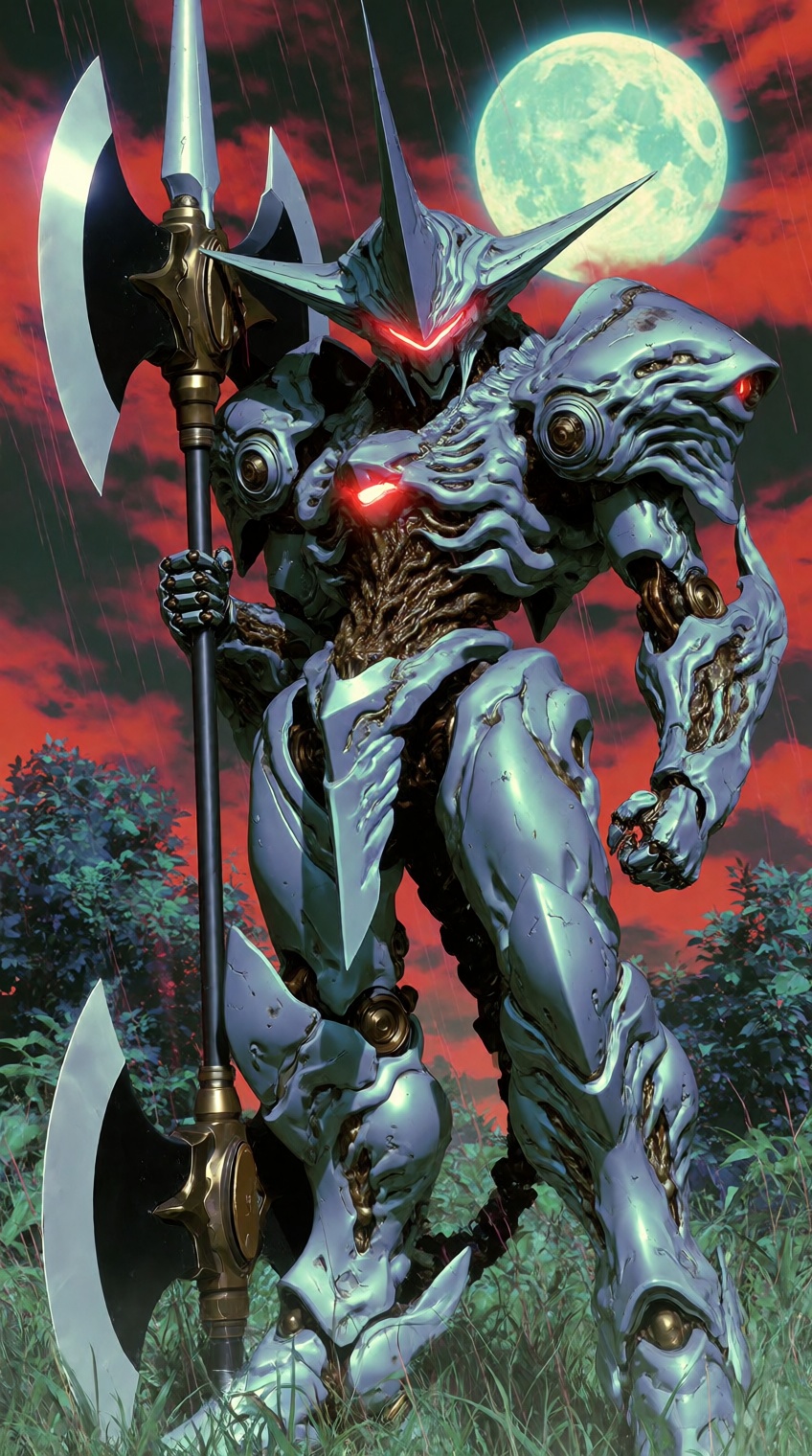 @supernalmystic,  A towering,  biomechanical warrior with jagged spines on Tensor.Art