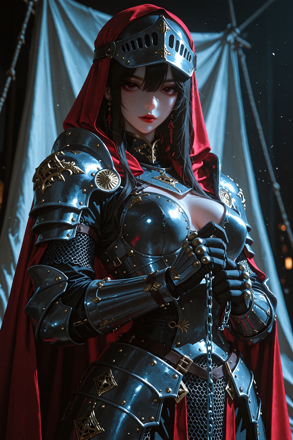 A masterfully crafted digital concept painting in the style of a striking Japanese illustration,  depicting an elegant fem...