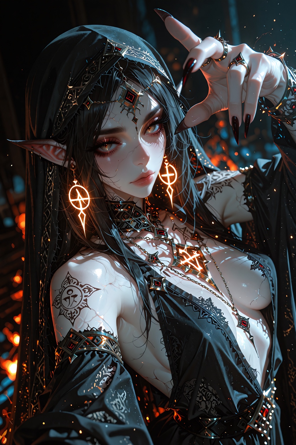A masterwork concept painting in ultrahigh definition captures a solitary figure bathed in intense,  dramatic lighting. A...