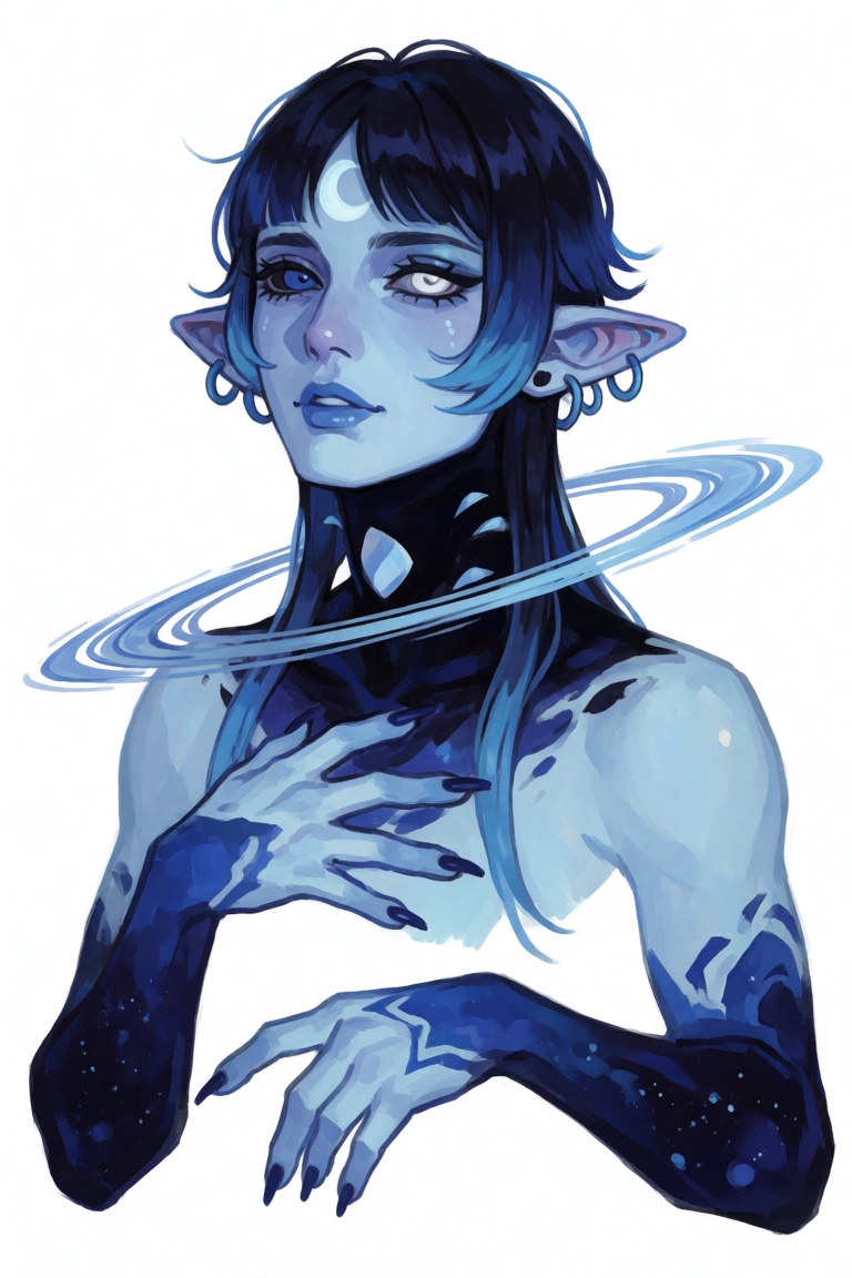 (Male,  light blue skin tone,  heterochromia on Tensor.Art