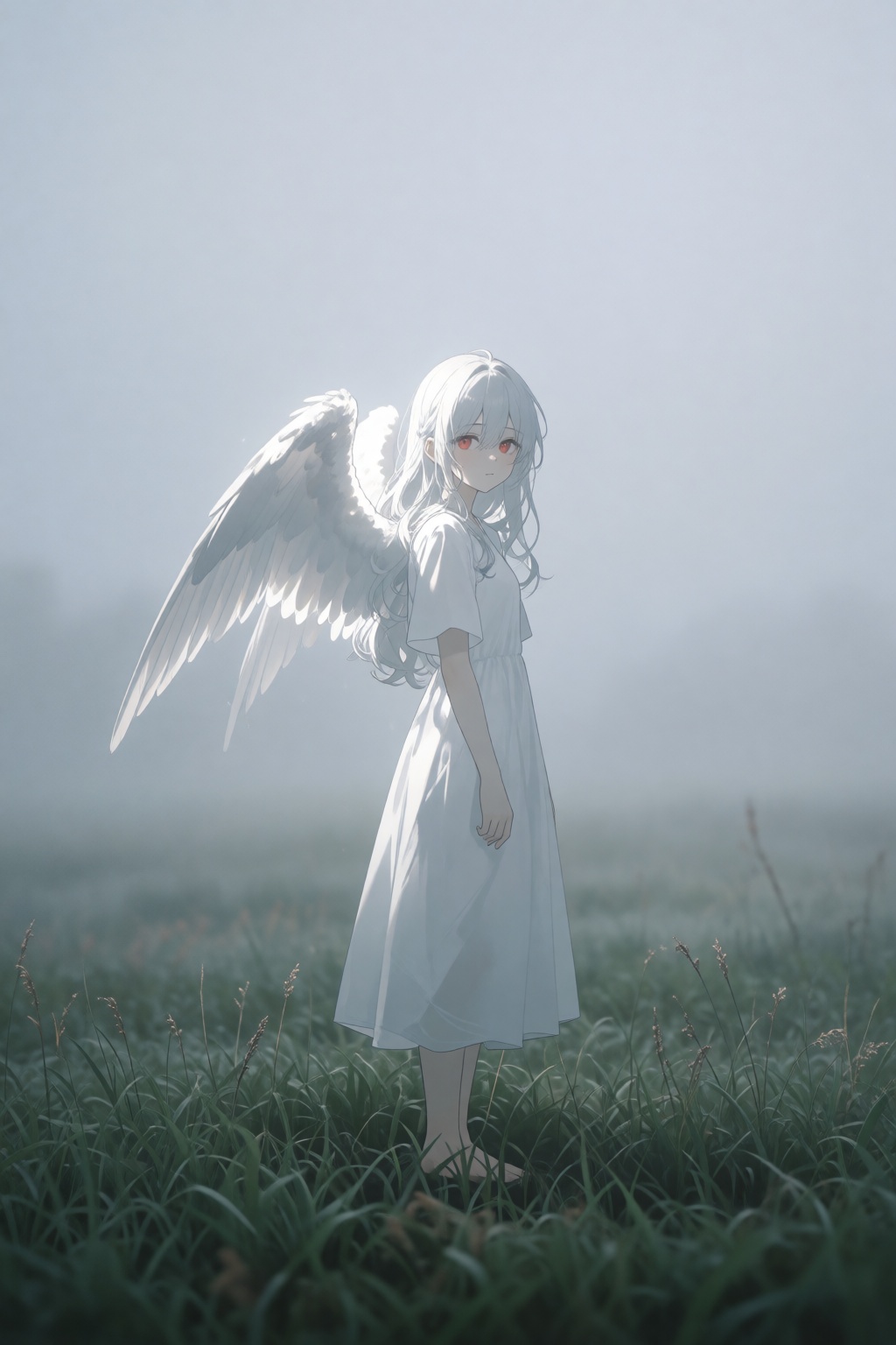 1girl,  solo,  long white hair on Tensor.Art
