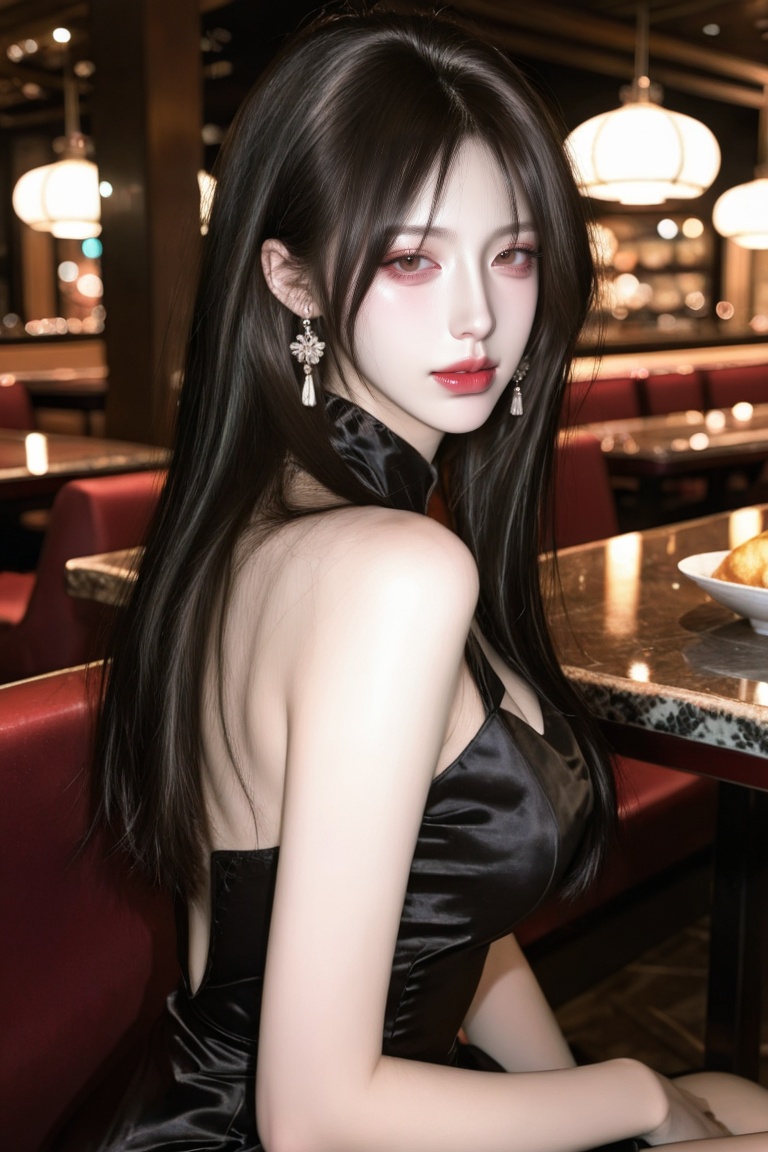 1 girl,  long black jet hair,  brown eyes on Tensor.Art