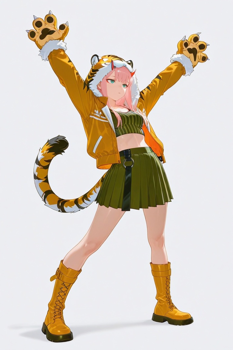 stretching pose,  both hands raised high above the head with fingers interlocked,  body slightly tilted to the side with h...