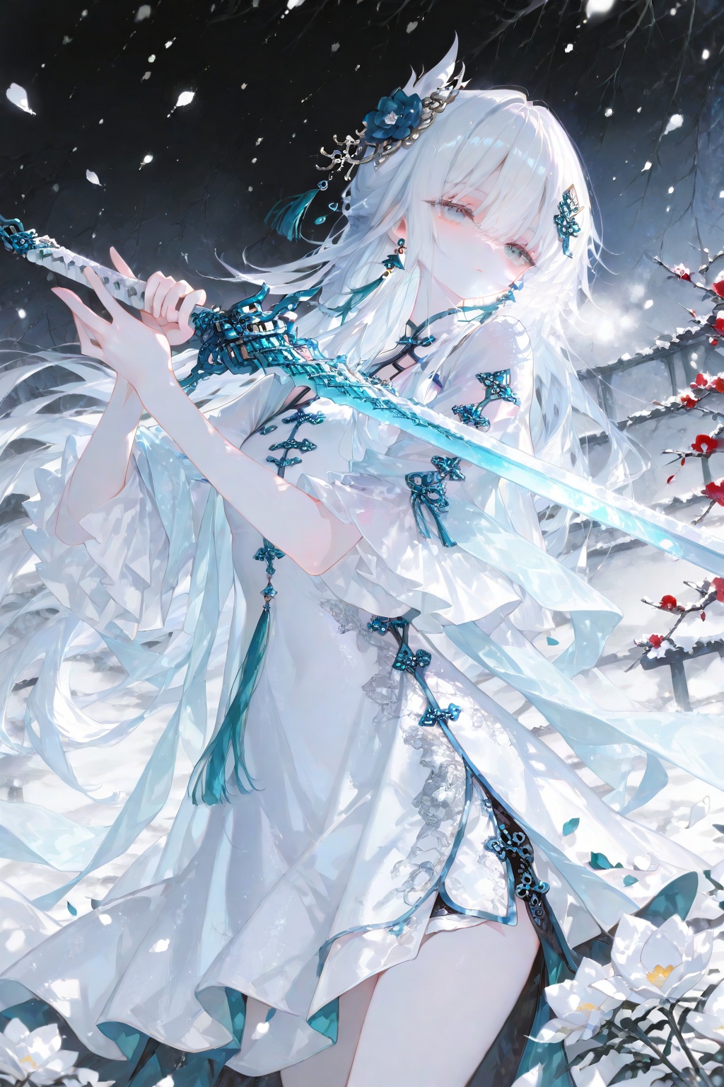 1girl,  weapon,  white hair by 月大魔王|The Moonly Demon King on Tensor.Art