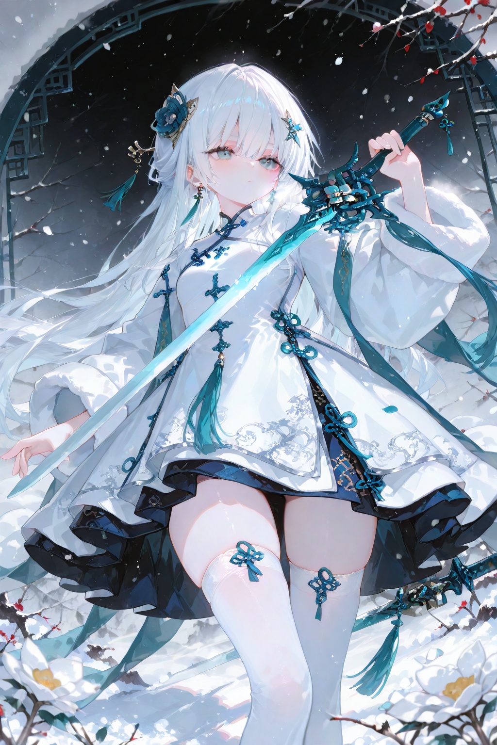 white thigh-high socks,  1girl,  weapon by 月大魔王|The Moonly Demon King on Tensor.Art
