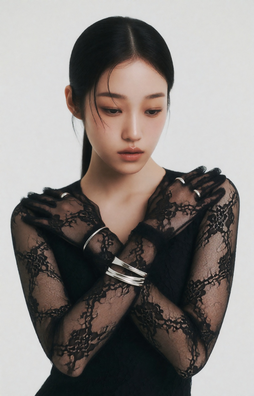 luxury high-fashion beauty editorial,  strikingly beautiful young Korean woman,  captivating beauty on Tensor.Art