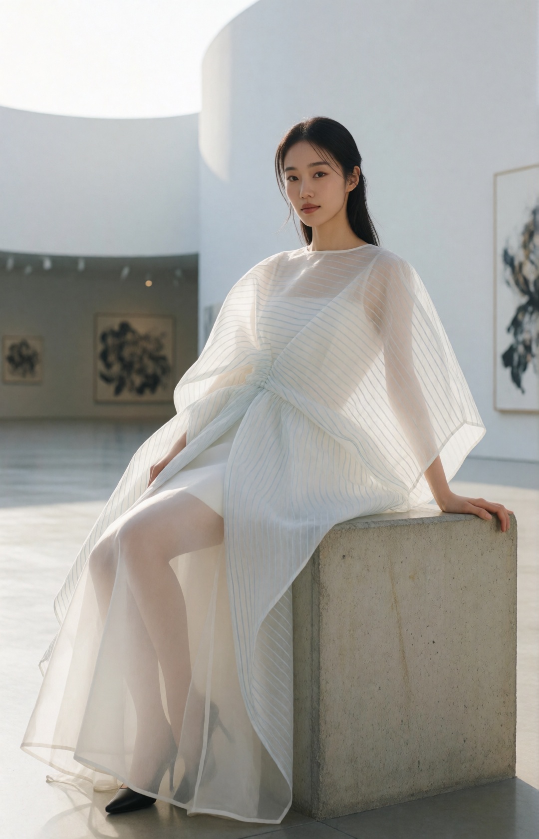 luxury minimalist fashion editorial,  naturally elegant young korean woman,  harmonious facial proportions on Tensor.Art