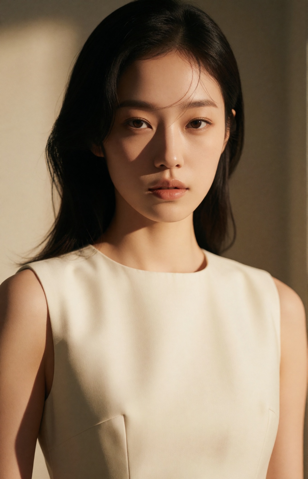 luxury minimalist fashion editorial,  naturally elegant young korean woman,  harmonious facial proportions on Tensor.Art