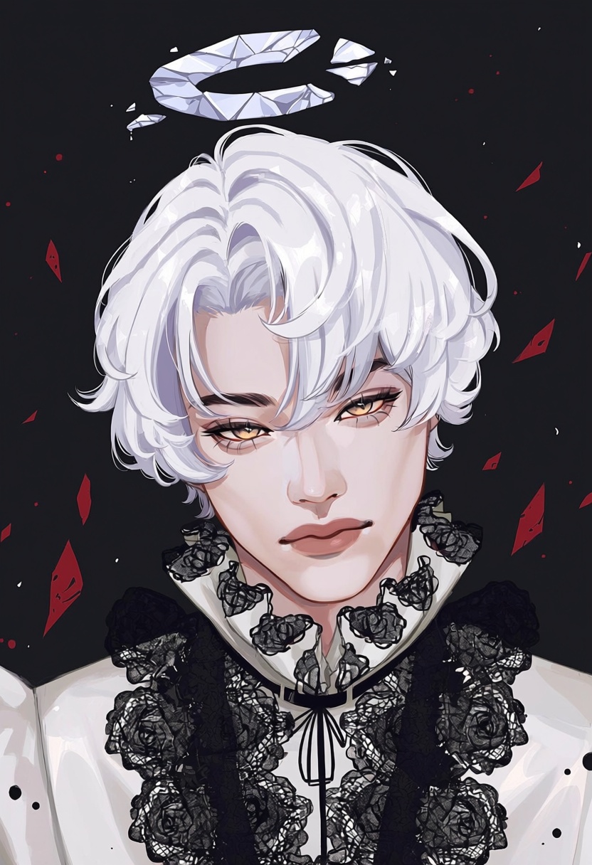 zeethe,  1boy,  rose court angel with white hair on Tensor.Art