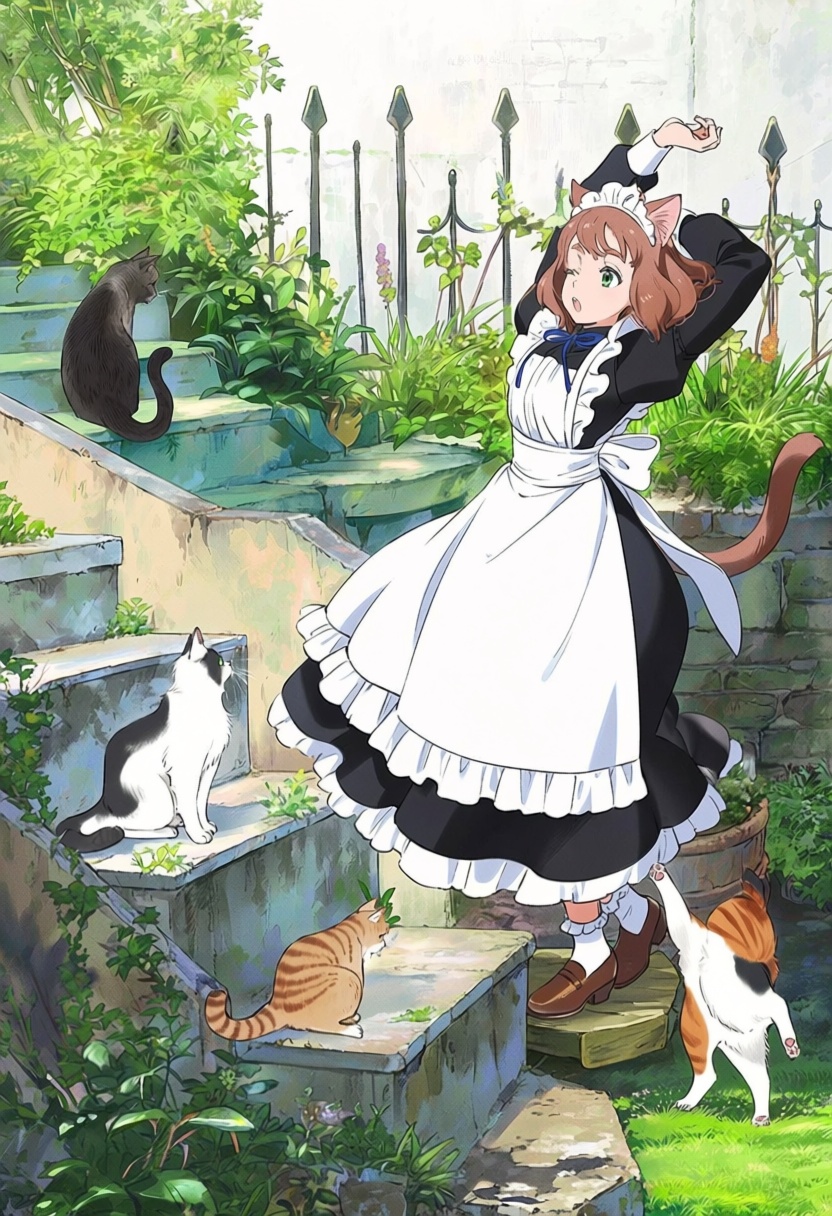 detailed-anime,  1girl,  cat on Tensor.Art