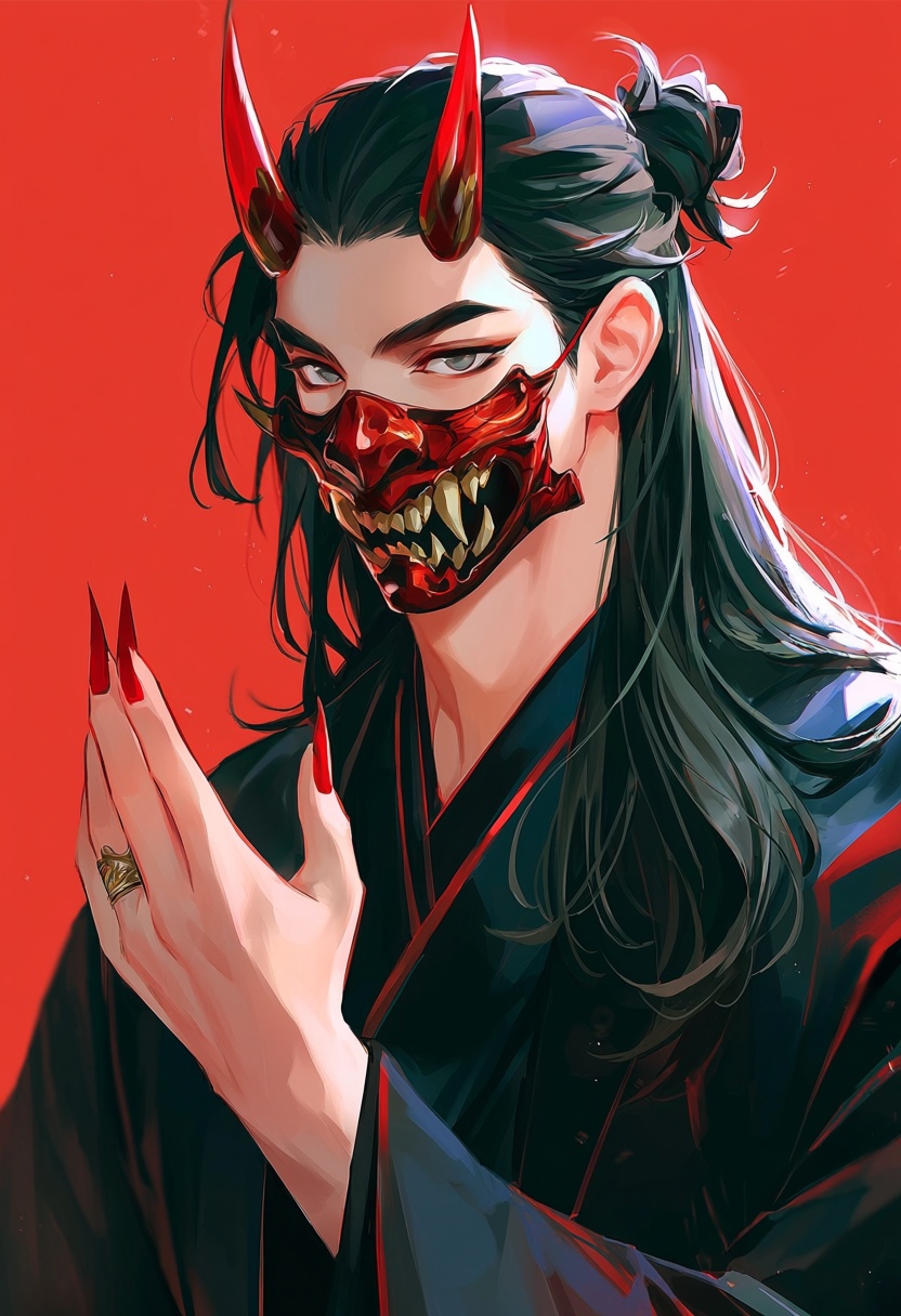 l0tus,  mask,  black_hair on Tensor.Art