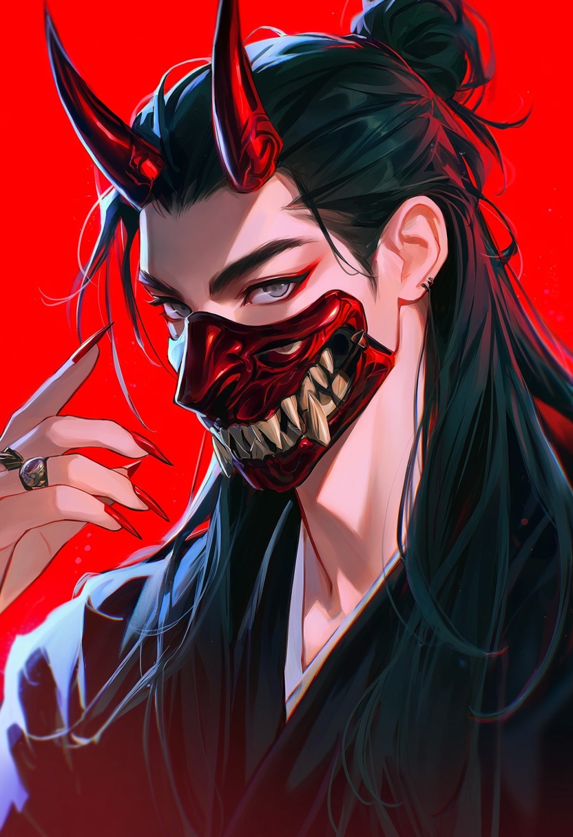 l0tus,  mask,  black_hair on Tensor.Art