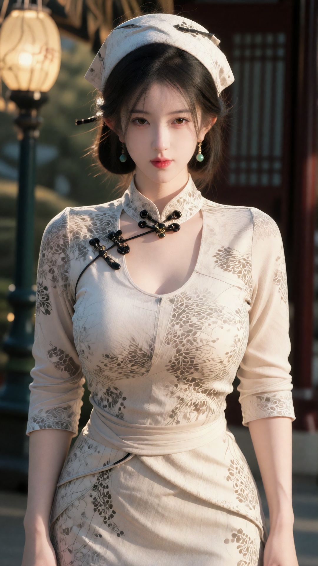 港风复古美女,  浓颜系五官,  挑眉红唇 on Tensor.Art