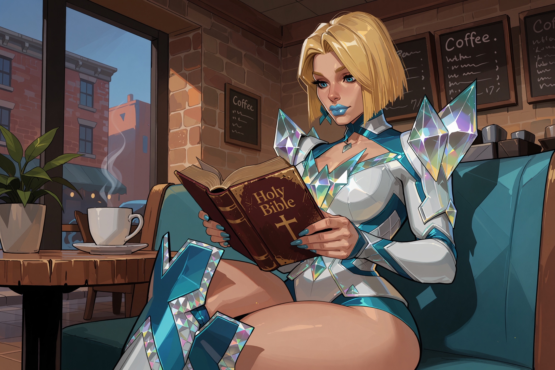 Vv.LXVIII - Radiant,  Vv.LXVII - MR-Emma_Frost,  MR-Emma_Frost has blonde hair and blue eyes on Tensor.Art