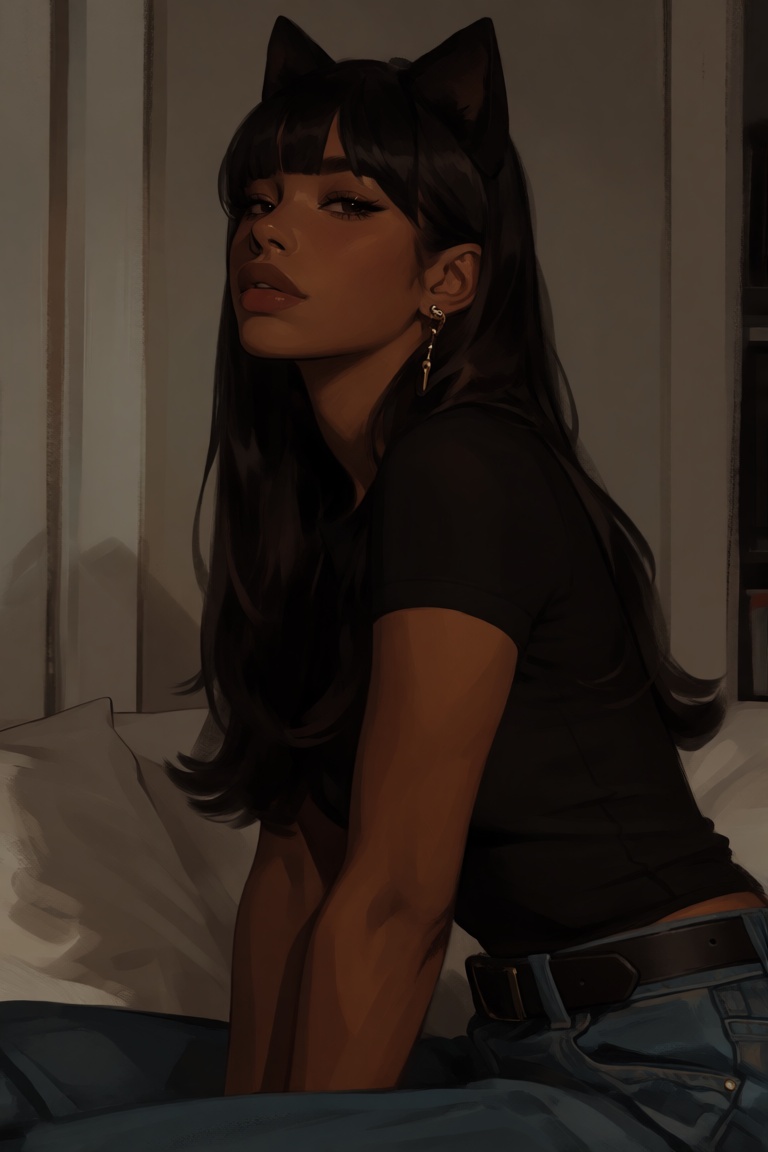 woman,  solo,  long hair on Tensor.Art