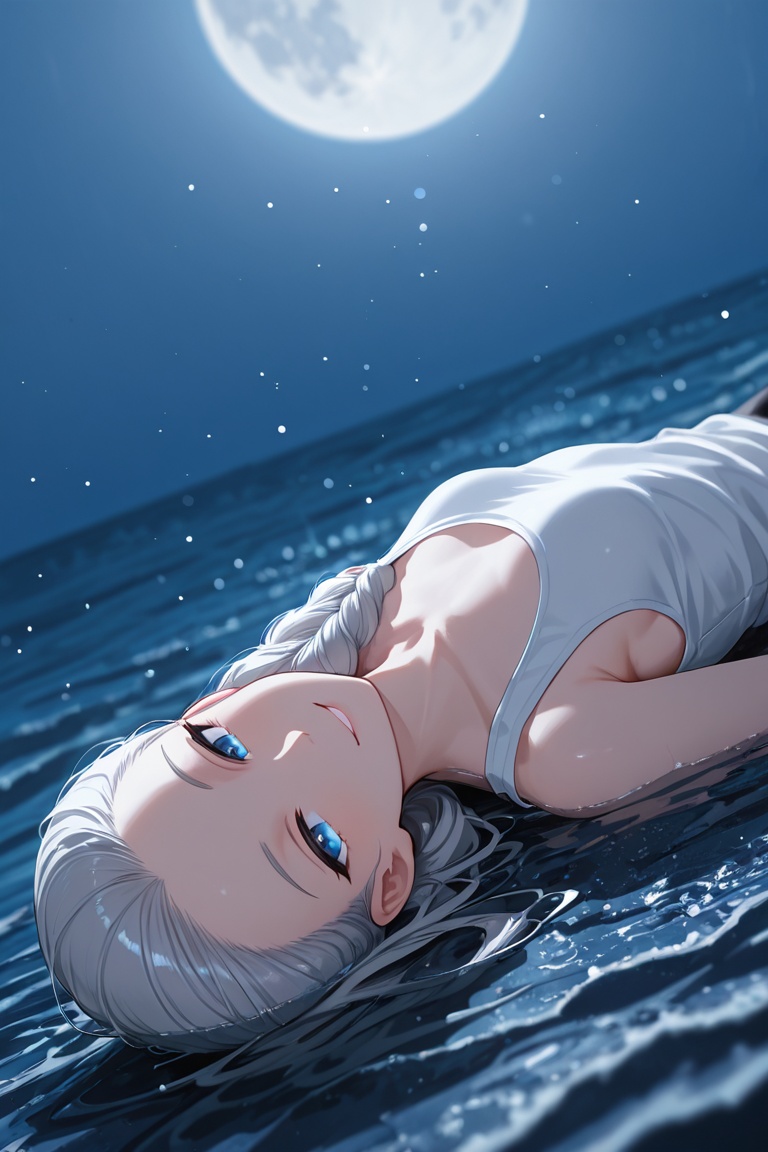 1 girl,  very beautiful,  silver hair on Tensor.Art