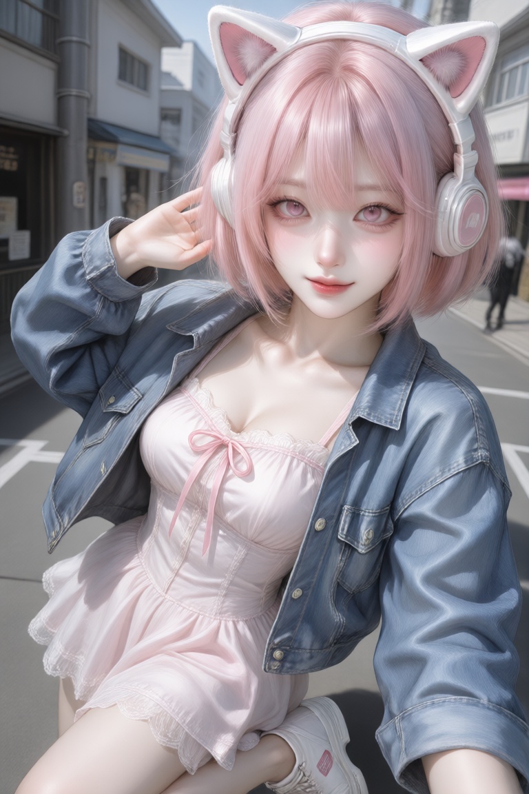 1girl,  solo,  short pastel pink bob hair on Tensor.Art