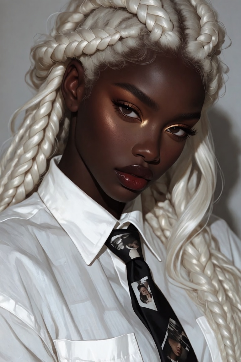 A portrait of a young woman,  captured from a close,  slightly downward angle on Tensor.Art