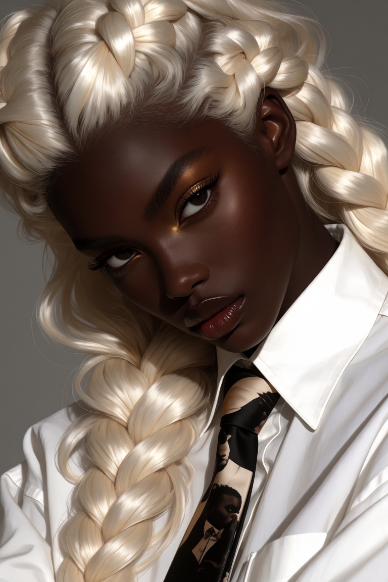 A portrait of a young woman,  captured from a close,  slightly downward angle on Tensor.Art