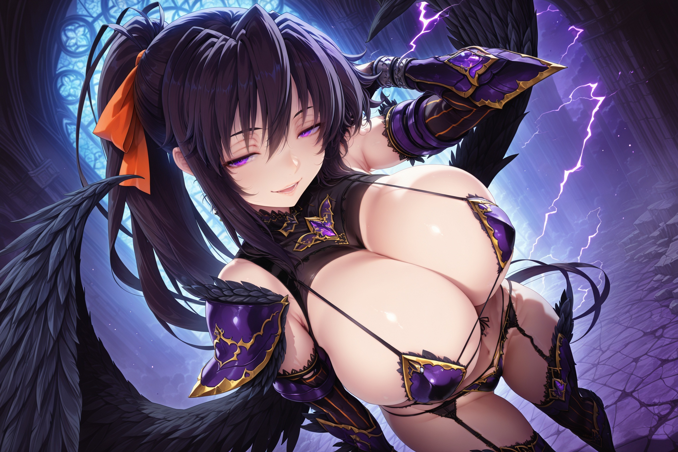 akeno_fallen_angel_illxl,  akeno himejima,  ***** woman on Tensor.Art
