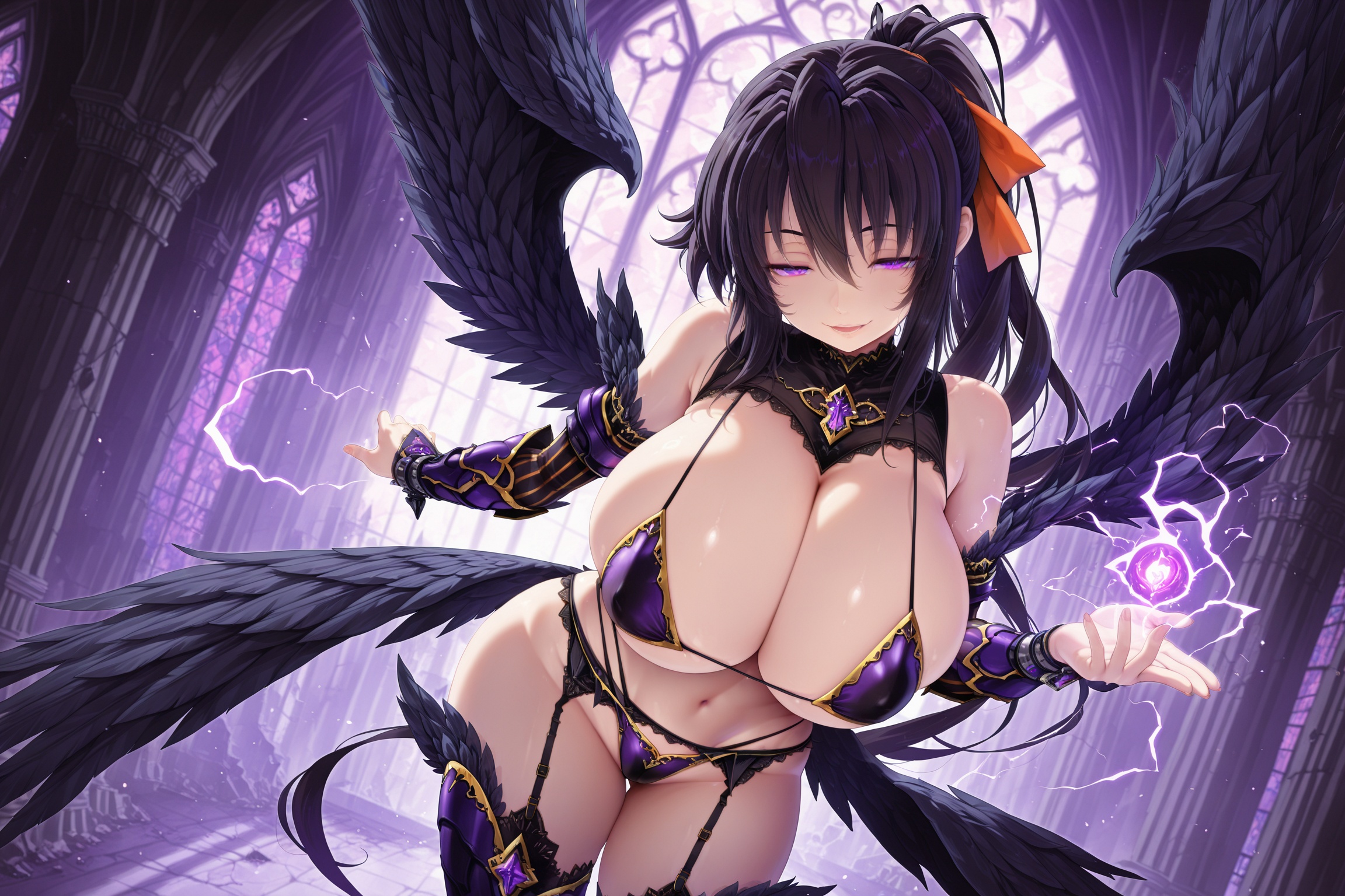 akeno_fallen_angel_illxl,  akeno himejima,  ***** woman on Tensor.Art
