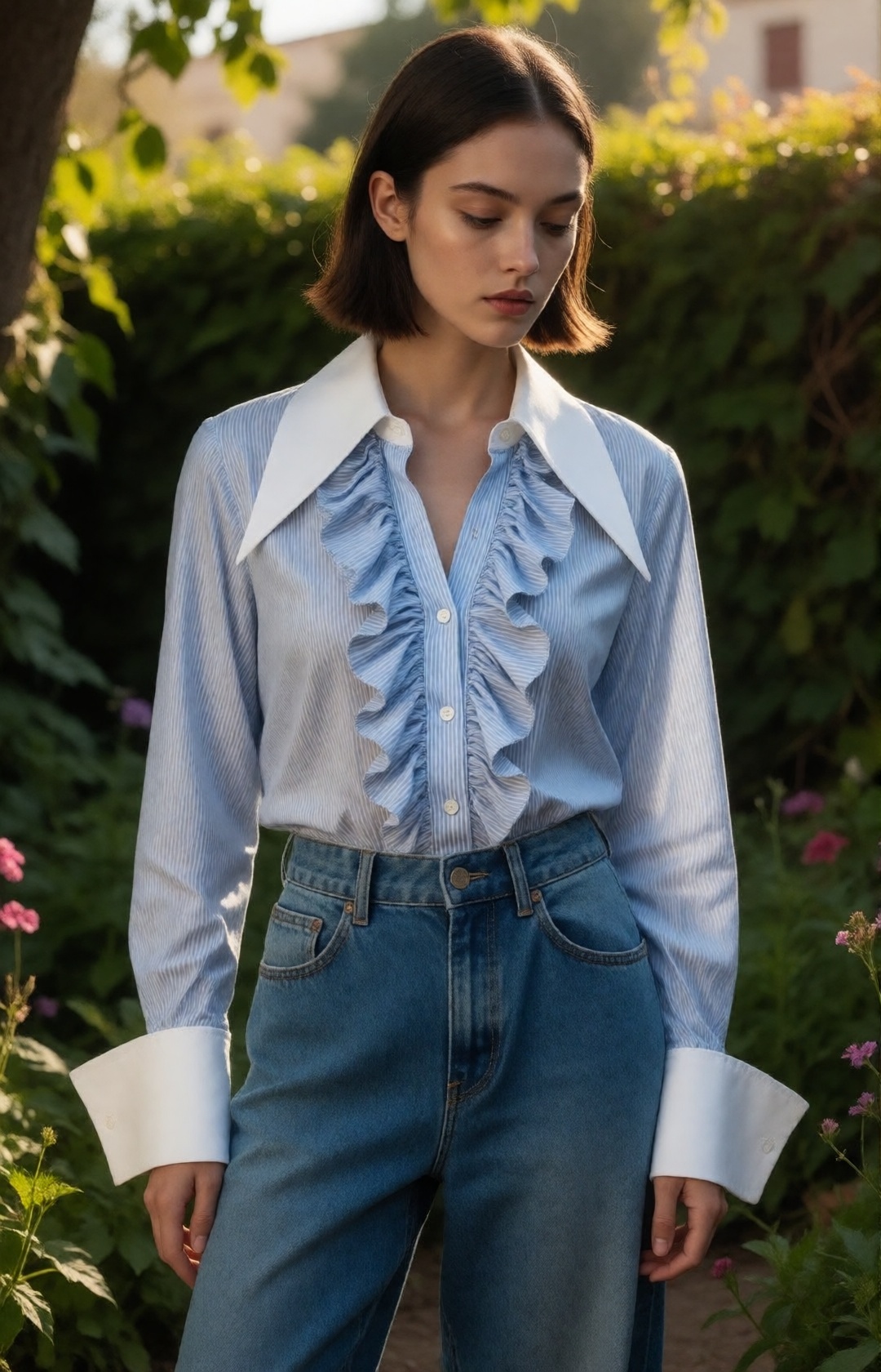 luxury minimalist fashion editorial,  naturally elegant young woman,  harmonious facial proportions on Tensor.Art