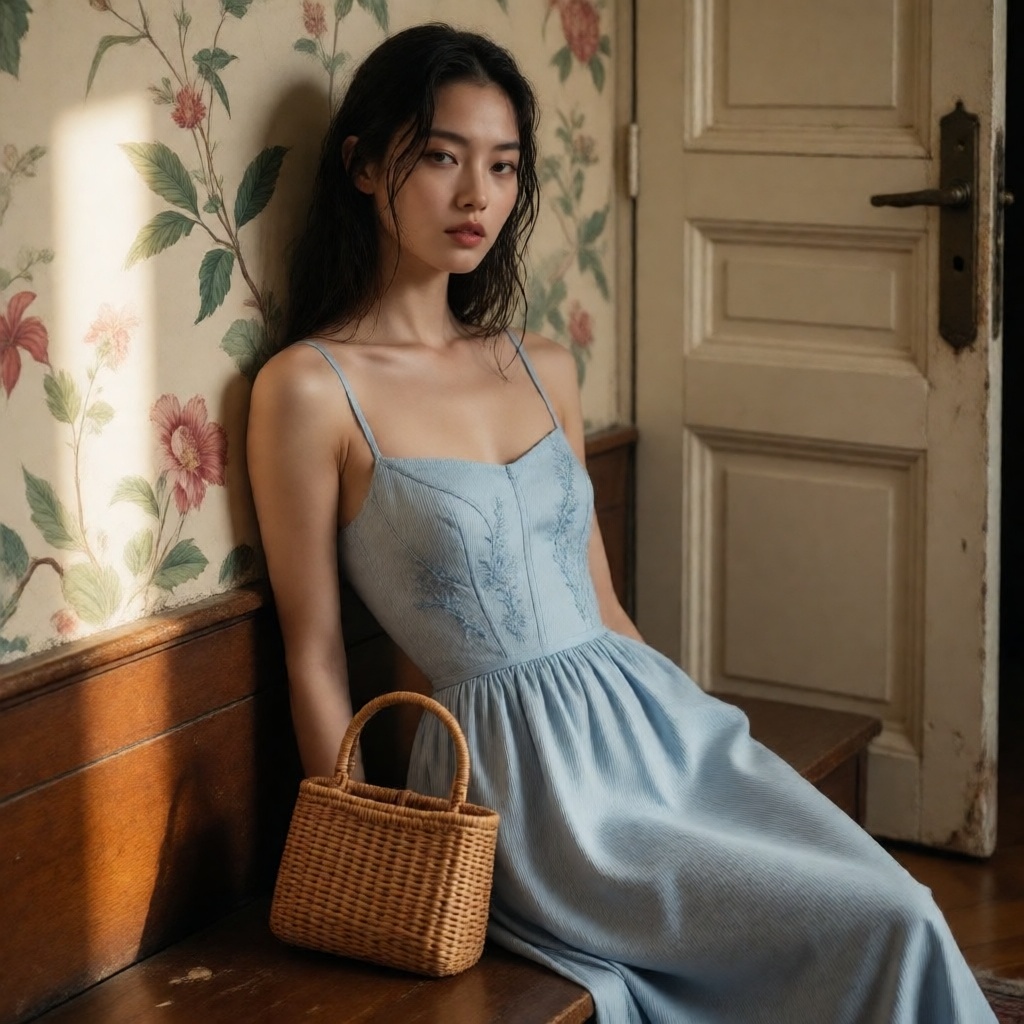 luxury minimalist fashion editorial,  naturally elegant young korean woman,  harmonious facial proportions on Tensor.Art
