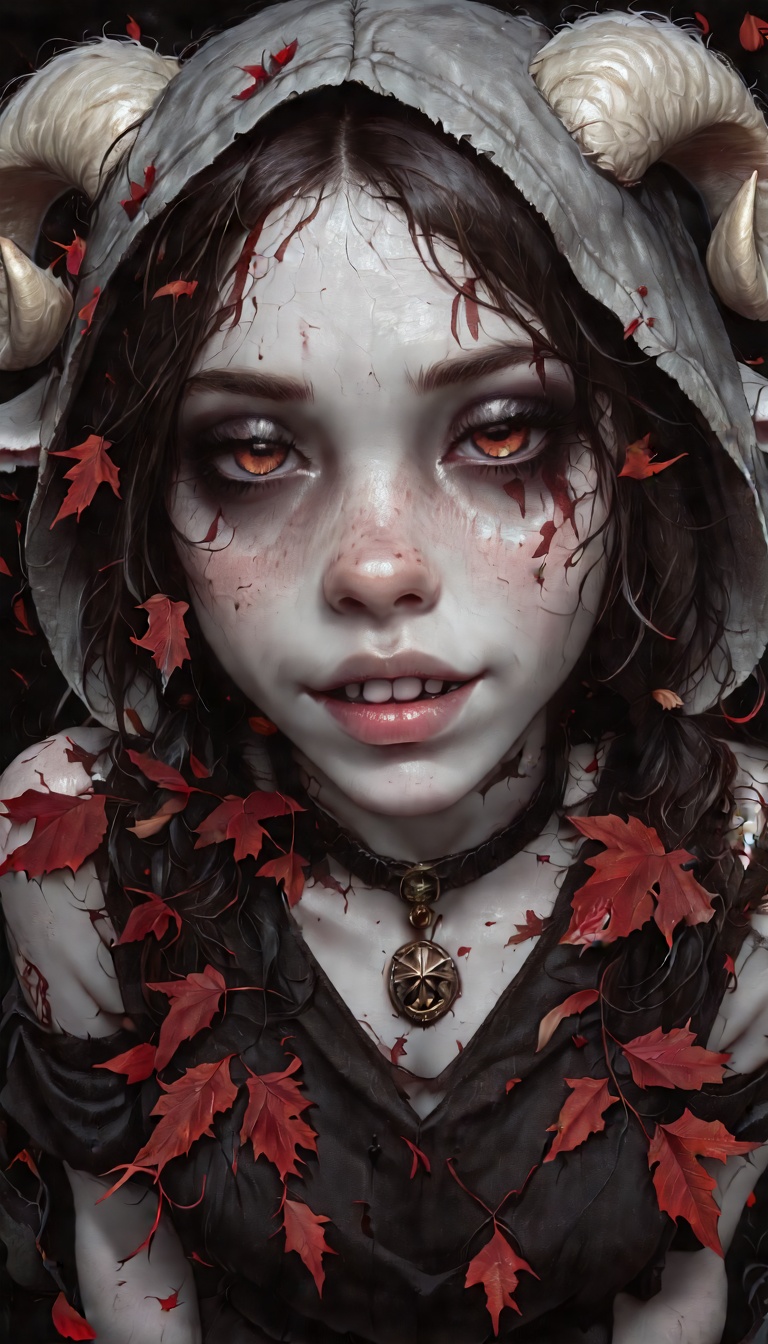 Tribal style ethereal fantasy concept art of macro shot,  Horror-themed Horror-themed dutch angle,  white and red on Tenso...