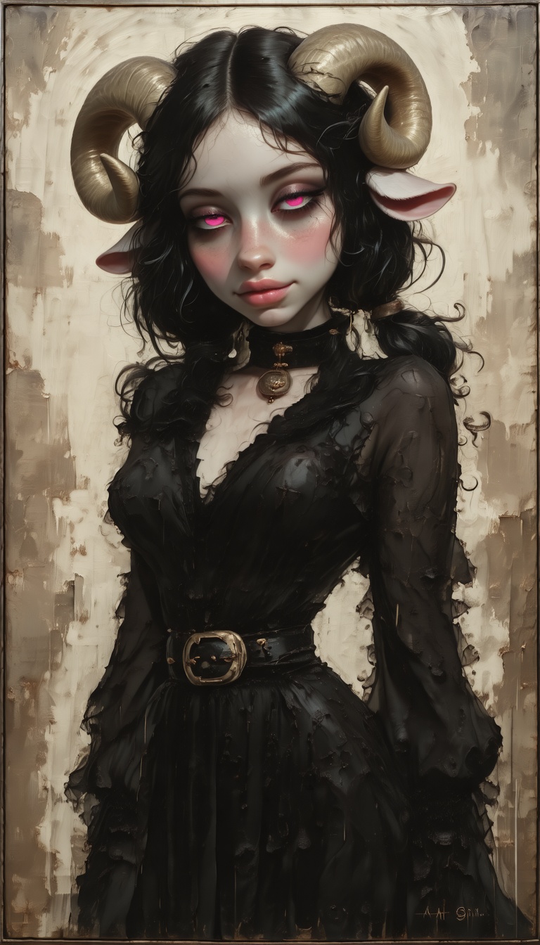 “Synthesis.” I.A.Vepkhvadze,  1976,  A hidden young anthro sheep woman on Tensor.Art