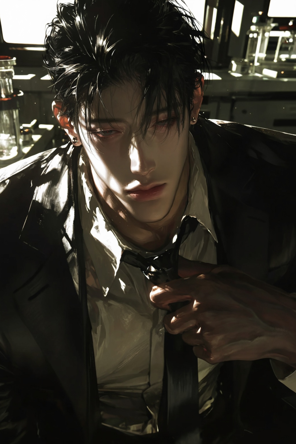 ((1 boy solo)),  pale skin,  gary eyes on Tensor.Art