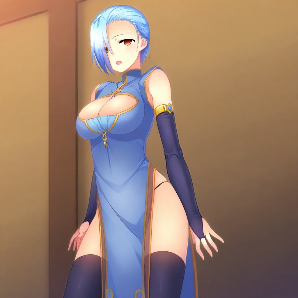 1girl,  solo,  blue hair on Tensor.Art