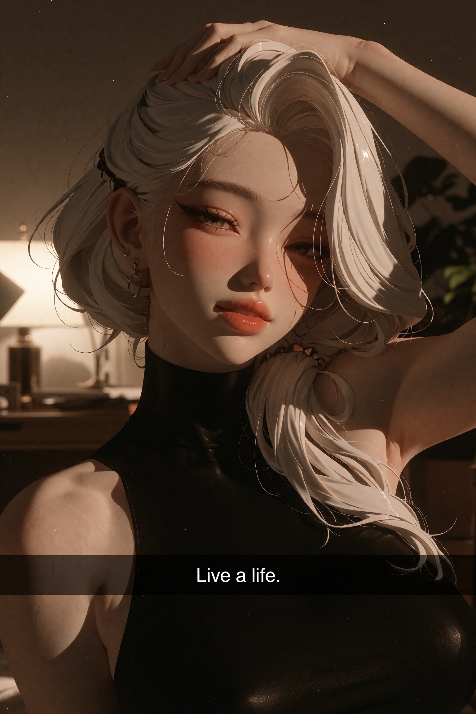 Image Style and Subject: A high-fidelity,  3D rendered digital portrait in a realistic anime-influenced style. The subject...