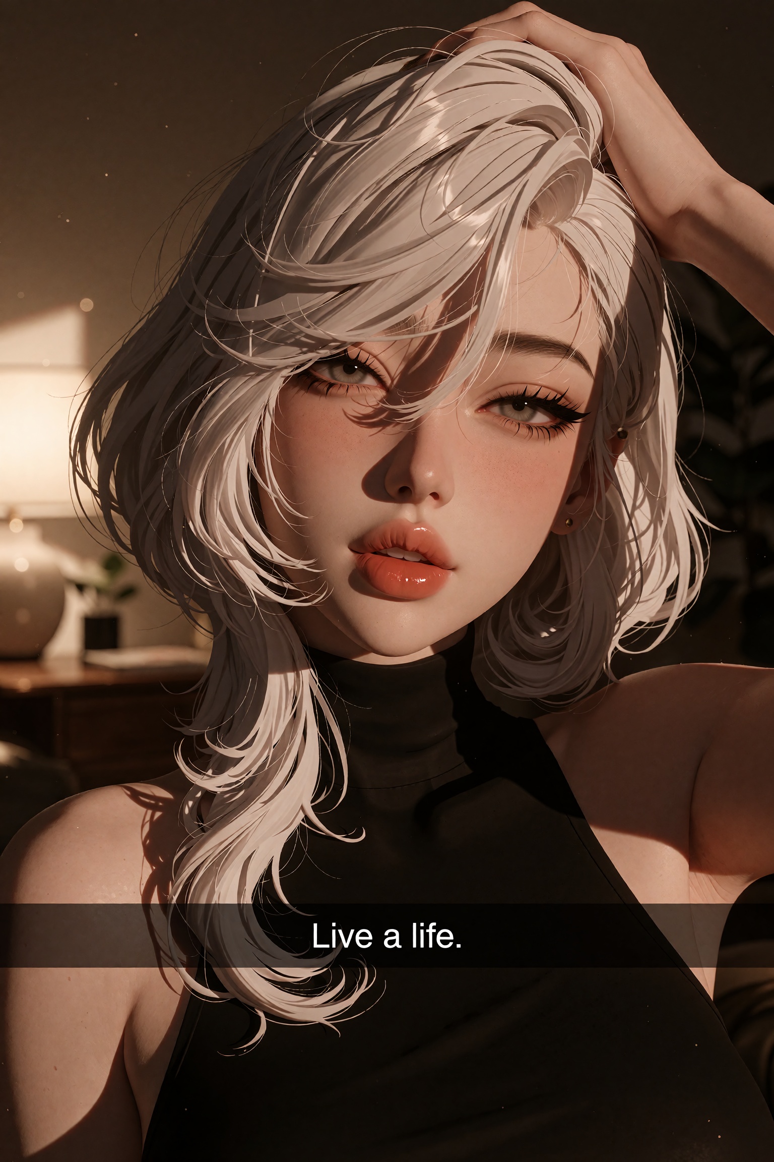Image Style and Subject: A high-fidelity,  3D rendered digital portrait in a realistic anime-influenced style. The subject...