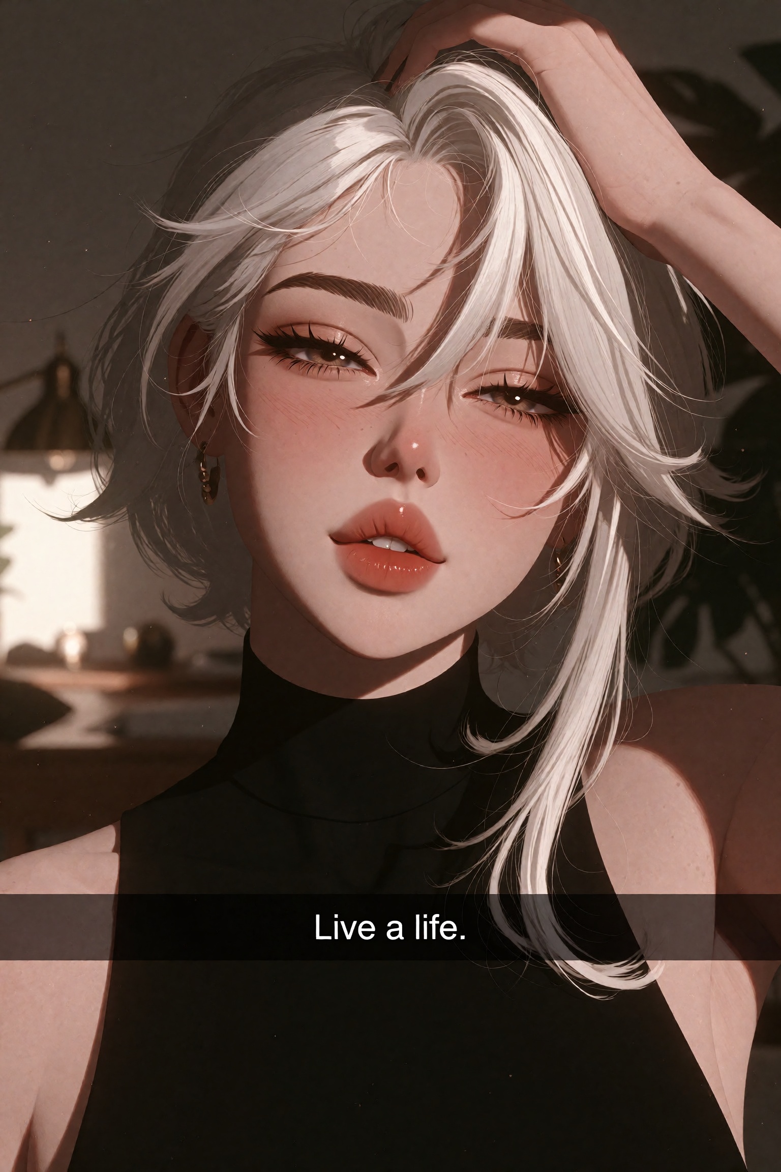 Image Style and Subject: A high-fidelity,  3D rendered digital portrait in a realistic anime-influenced style. The subject...