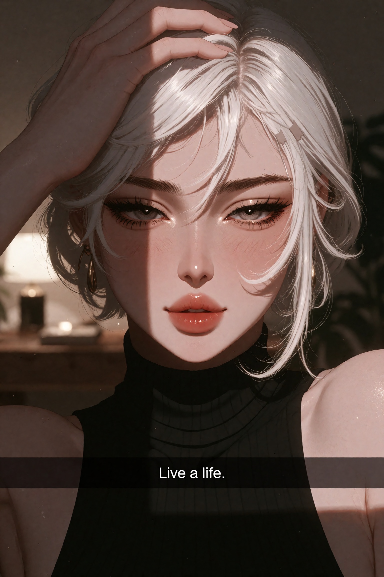 Image Style and Subject: A high-fidelity,  3D rendered digital portrait in a realistic anime-influenced style. The subject...
