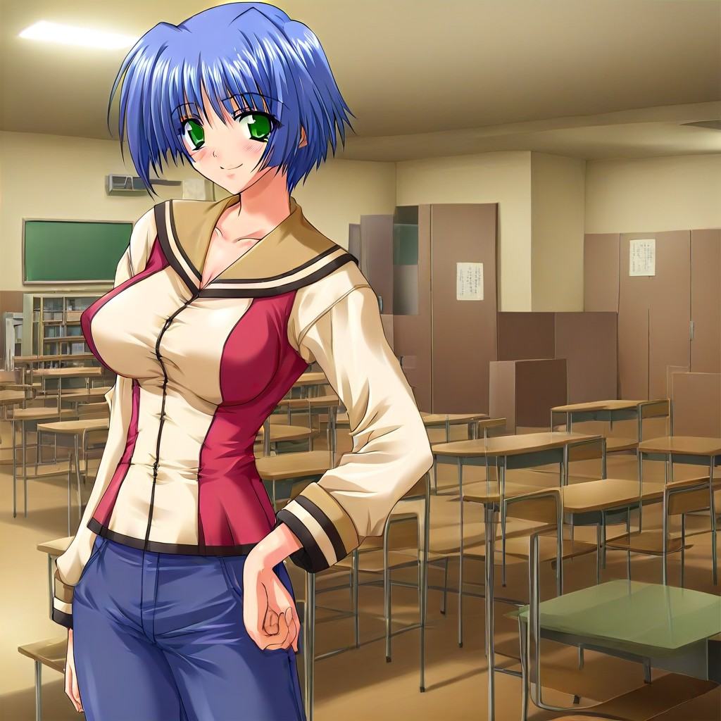 sgaya,  green eyes,  blue hair on Tensor.Art