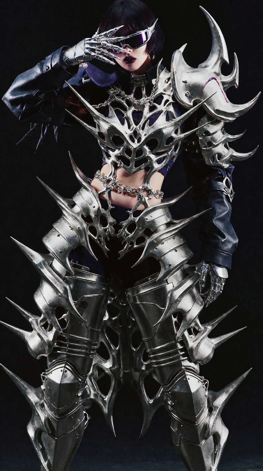 avant-garde female warrior,  deconstructed gothic armor,  high-fashion cyber knight on Tensor.Art