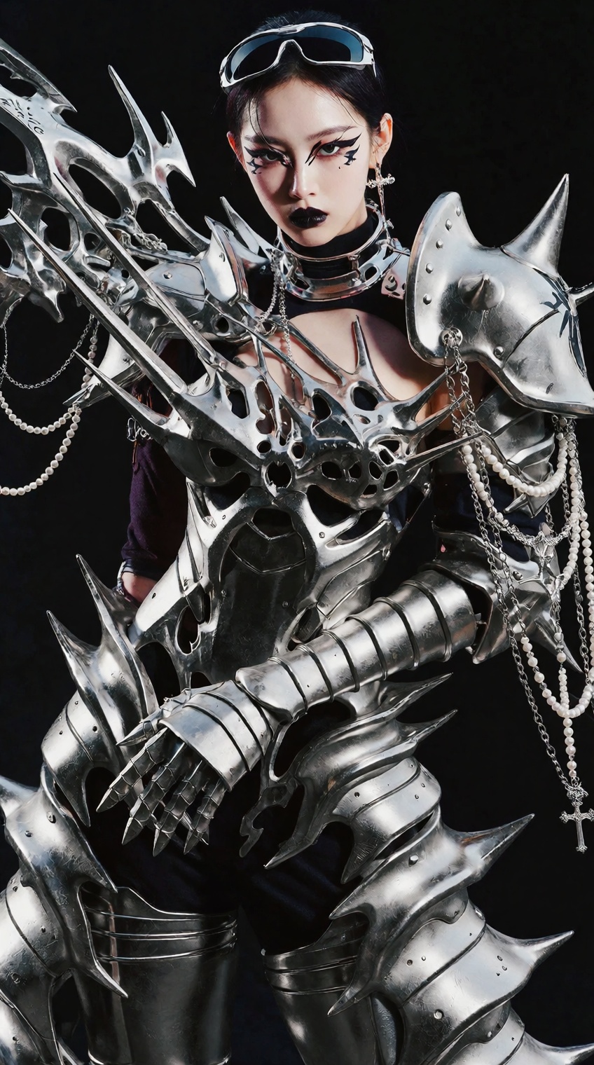 futuristic female warrior,  asymmetrical gothic armor,  avant-garde fashion photography on Tensor.Art