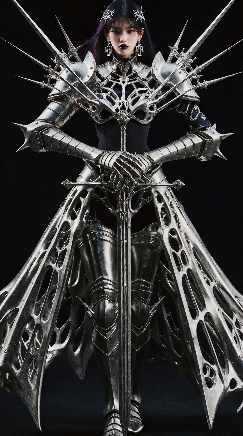 full-body female knight,  futuristic gothic armor,  ceremonial warrior portrait on Tensor.Art