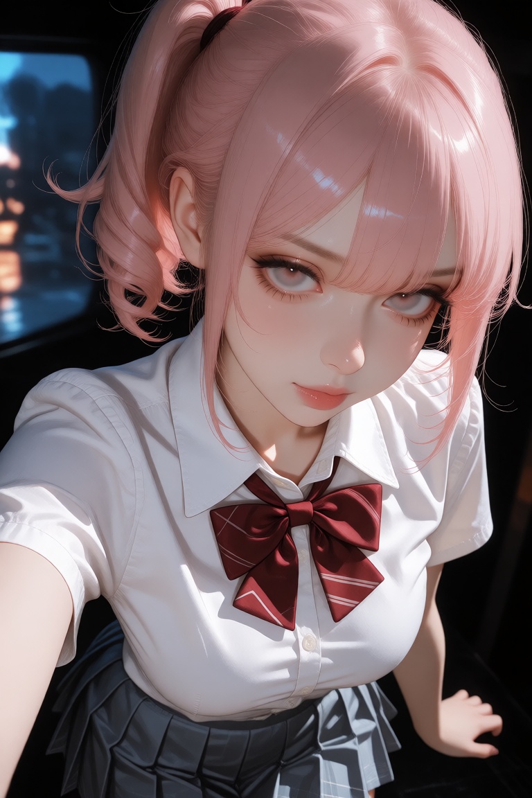 1girl,  young woman,  pink hair on Tensor.Art